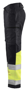 Highvis housut stretch Musta/Huomio keltainen, Blåkläder 4