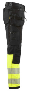 Highvis riipputaskuhousut 4-way stretch Musta/Huomio keltainen, Blåkläder 2